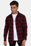 URBAN CLASSICS Checked Flanell Skjorte Black/Burgundy