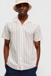 Selected SLHREGNEW-LINEN SHIRT SS RESORT W Kelp Stripes