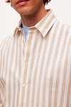 Selected Reg New Linen Shirt LS Kelp Stripe