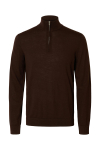 Selected Tray LS Merino Knit Half Zip Demitasse