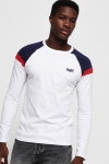 Superdry O L ENG'D LS Baseball T-skjorte Optic White