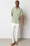 Clean Cut Copenhagen Giles Bowling Shirt S/S Green Melange