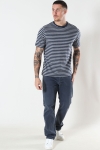 Basic Brand T-skjorte Striped Oxford Grey/Heather Blue