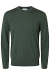 Selected Tray LS Merino Knit Crew Neck Deep Forest