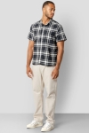 Clean Cut Copenhagen Bowling Checked Shirt SS Dark Navy W. Ecru