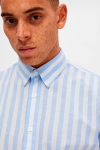 Selected SLHSLIMNEW-LINEN SHIRT SS CLASSIC Cashmere Blue Stripes
