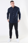 Clean Cut Cotton Linen Mao Skjorte Navy