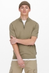 ONLY & SONS ONSDON 12 SS HALF ZIP KNIT Chinchilla