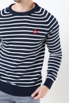 Kronstadt Liam Recycled Cotton Striped Strikke Navy/White