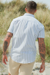 Selected Regular Sun Linen Shirt SS Iceberg Green Stripe