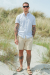Selected Regular Sun Linen Shirt SS Iceberg Green Stripe