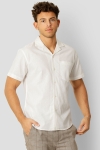 Clean Cut Copenhagen Bowling Cotton Linen Shirt SS White