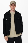 ONLY & SONS MILLERD SOLID WOOL OVERSHIRT Black