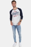 Superdry Premium Goods Raglan L/S T-skjorte Grey/Montana Blue