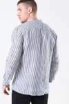 Only & Sons Luke LS Linen Mandarine Skjorte White/Blue Stripes