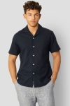 Clean Cut Copenhagen Bowling Cotton Linen Shirt S/S Navy