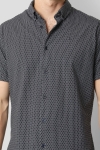 Clean Cut Copenhagen Hudson AOP Stretch Shirt SS Dark Navy Dot