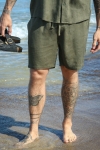 ONLY & SONS Tel Viscose Linen Shorts Olive Night