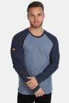 Superdry Orange Label L/S Baseball T-skjorte Mid Atlantic Blue Grit
