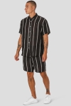 Clean Cut Copenhagen Ed Striped linen Shirt S/S Black