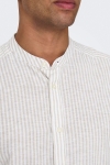 ONLY & SONS Caiden LS Mao Stripe Linen Shirt Chinchilla