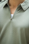 Selected Relax Plisse Half Zip SS Polo Vetiver