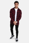 URBAN CLASSICS Checked Flanell Skjorte Black/Burgundy