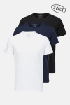 Selected New Pima T-shirt 3-Pack Black Bright White + Navy Blazer