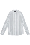 Clean Cut Copenhagen Jamie Cotton Linen Striped Shirt LS Minty/Ecru