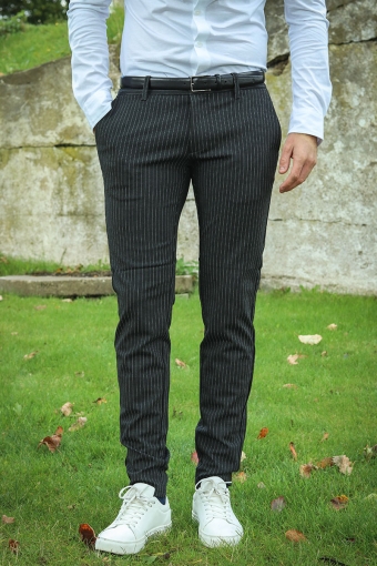 Mark Pants Stripe Dark Grey Melange