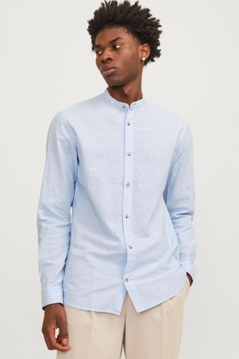 Summer Band Linen Shirt LS Cashmere Blue Stripe