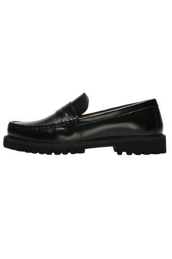 Hugo Leather Plain Penny Loafer Black