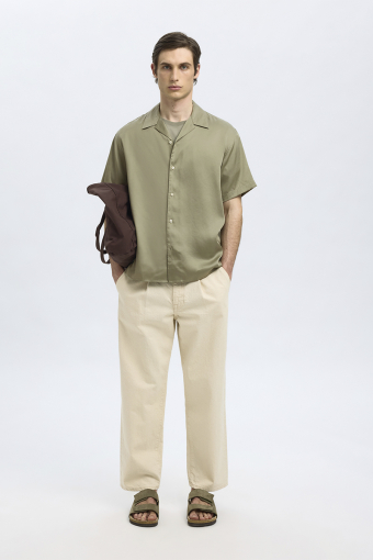 Charlie Satin SS Relaxed Fit Resort Shirt Vetiver