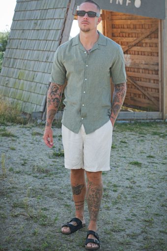 Caiden SS Resort Linen Shirt Swamp