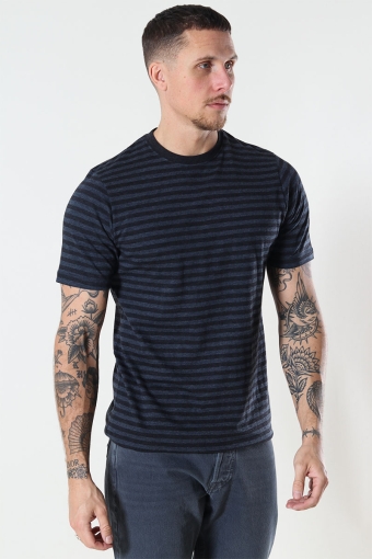 T-skjorte Striped Heather Blue/Black