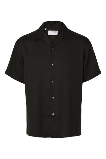 Charlie Satin SS Relaxed Fit Resort Shirt Black