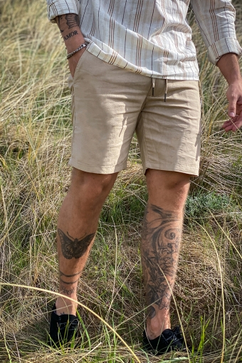 Barcelona Cotton Linen Shorts Khaki