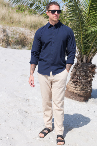 Slim Sun Linen Shirt LS Sky Captain