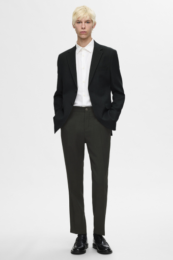 Slim Oasis Linen Pants Dark Green