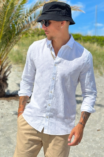 Caiden LS Linen Shirt  White