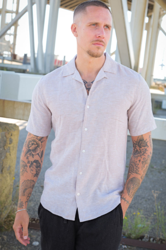 Caiden SS Resort Linen Shirt Chinchilla