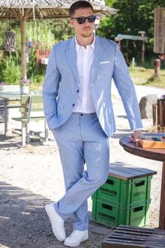 Riviera Linen Trouser Nautical Blue