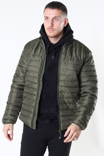 Paul Quilted Highneck Jakke Olive Night