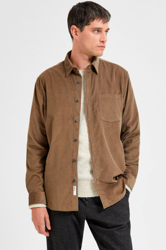 SLHREGBENJAMIN CORD SHIRT LS W Brindle