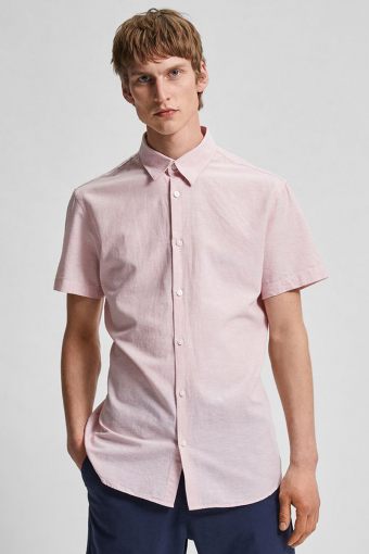 SLHSLIMNEW-LINEN SHIRT SS CLASSIC W Misty Rose
