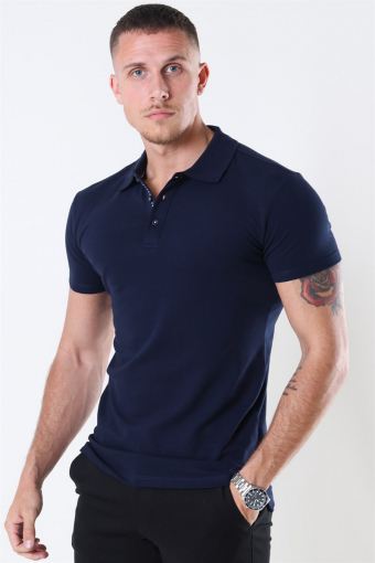 Muscle Fit Stretch Polo Blue Navy