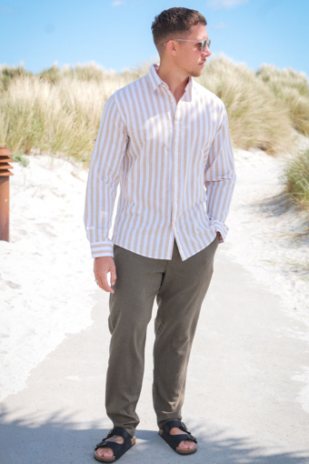 Slim Sun Linen Shirt LS Pure Cashmere Stripe