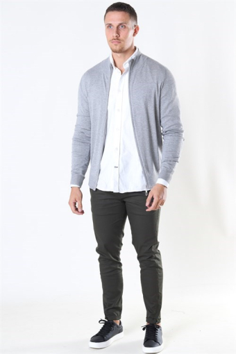 Chris Zip Strikke Light Grey Mix