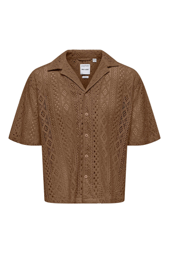 Novak Relax Resort SS Lace Shirt Sepia