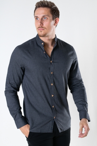 Dean Diego Cotton henley shirt Dark Grey